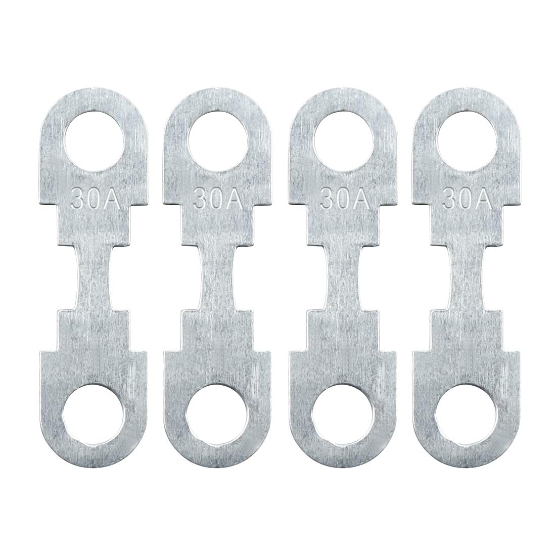 sourcingmap 4pcs 30A Flat Fuse Strip Metal Silver Tone for Car Automotive DC 32V