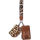 Montana WestxWrangler KeyChain Wristlet Wallets for Women Western Dual Pouch Wristlet Embroidered Boot Scroll Card Holder Wallet With Zipper