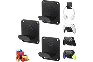 Qpfctwil Controller Holders Wall Mount 3 Pack Wall Stands With Non-Slip Pads, Premium Headphone Mount for Controllers and Headsets, Black, YCKJ-WM-01