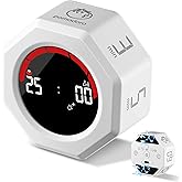 Rechargeable Pomodoro Timer, Magnetic Kitchen Timer for Cooking | 8-Angle Auto-Rotating Screen, 3/5/10/25/30/60min &amp; Custom Countdown, Visual Timer for ADHD, Study, Office