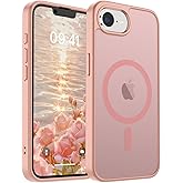 SUPFINE Magnetic for iPhone 16e Case 2025 (Compatible with MagSafe)(Military Grade Drop Protection) Slim Translucent Matte Shockproof with Anti-Fingerprint Phone Case,Pink