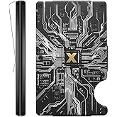 WUWTINGT Technology Chip Phone Circuit Board Aluminum Wallet for Men with Brass Inlay and Engraved Finish Metal Money Clip RFID Blocking Credit Card Holder