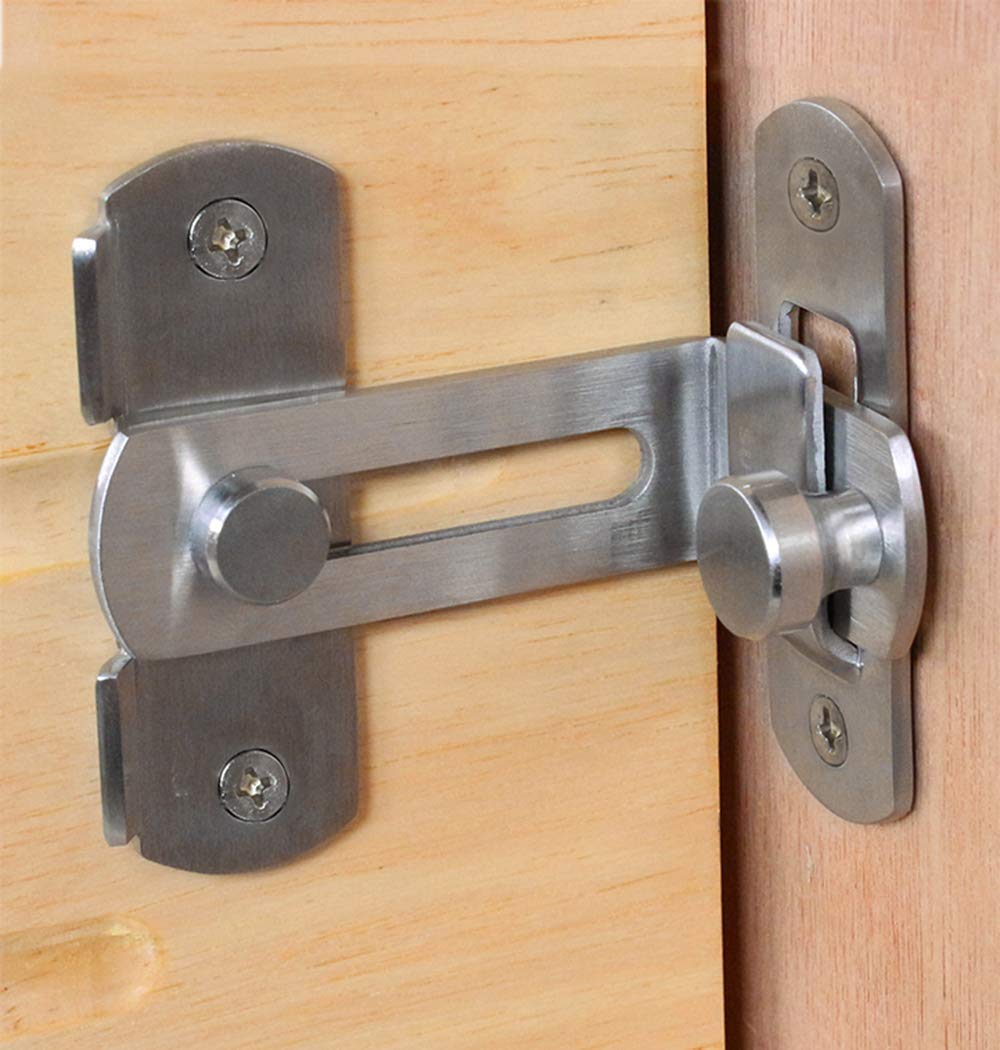 Barn Door Lock, Flip Door Sliding Latch, 90 Degree Stainless Steel Angle Door Latch Buckle, Hook Lock Latch for Barn, Garden, Bathroom, Outdoor, Garage, Window