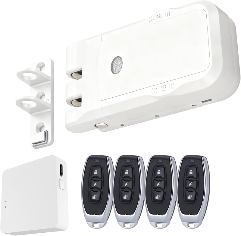Verrou invisible électronique sans fil - Serrure anti-andalisme avec télécommandes, double moteur, ouverture et fermeture depuis l'intérieur et l'extérieur — photo 1 sur 8