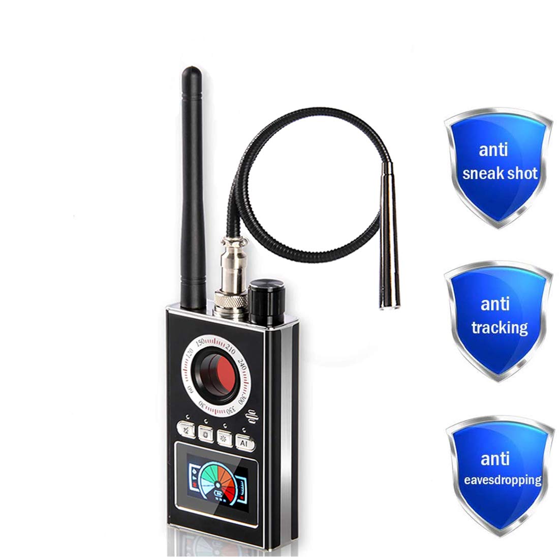 Hidden Camera Bug Detector, K88 Upgraded Anti Spy Detector with LCD, GPS Tracker Eavesdropping Devic