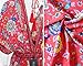 R.Vivimos Women Summer Print Deep V Neck Cotton Beach Long Dresses Medium Red