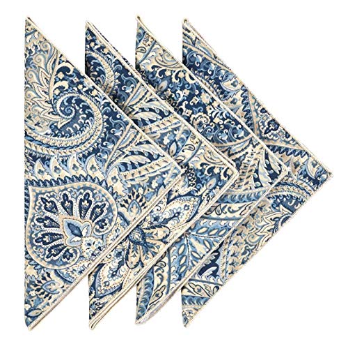 Decorative Things Cloth Napkins Table Linens Dinner Napkins 18”x18 Blue Cotton Paisley Fabric Set of 4