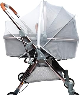 Fengzio Universal Insektenschutz für Kinderwagen &amp; Buggy Moskitonetz für Kinderwagen mit 3D-Unterstützung und Zweiwege-Reißverschluss - Weiß