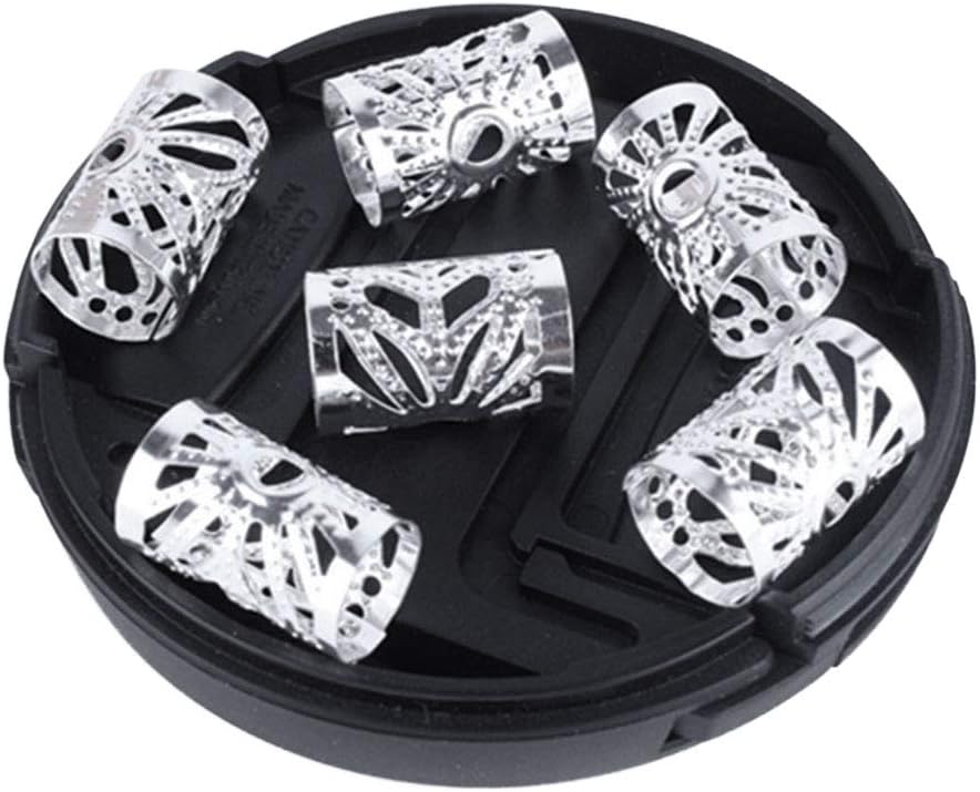 Beaupretty 100pcs Dreadlocks Beads Metal Hair Cuffs Braiding Beads Filigree Tube Hair Accessory Hair Decoration (Silver + Golden) - Image 4