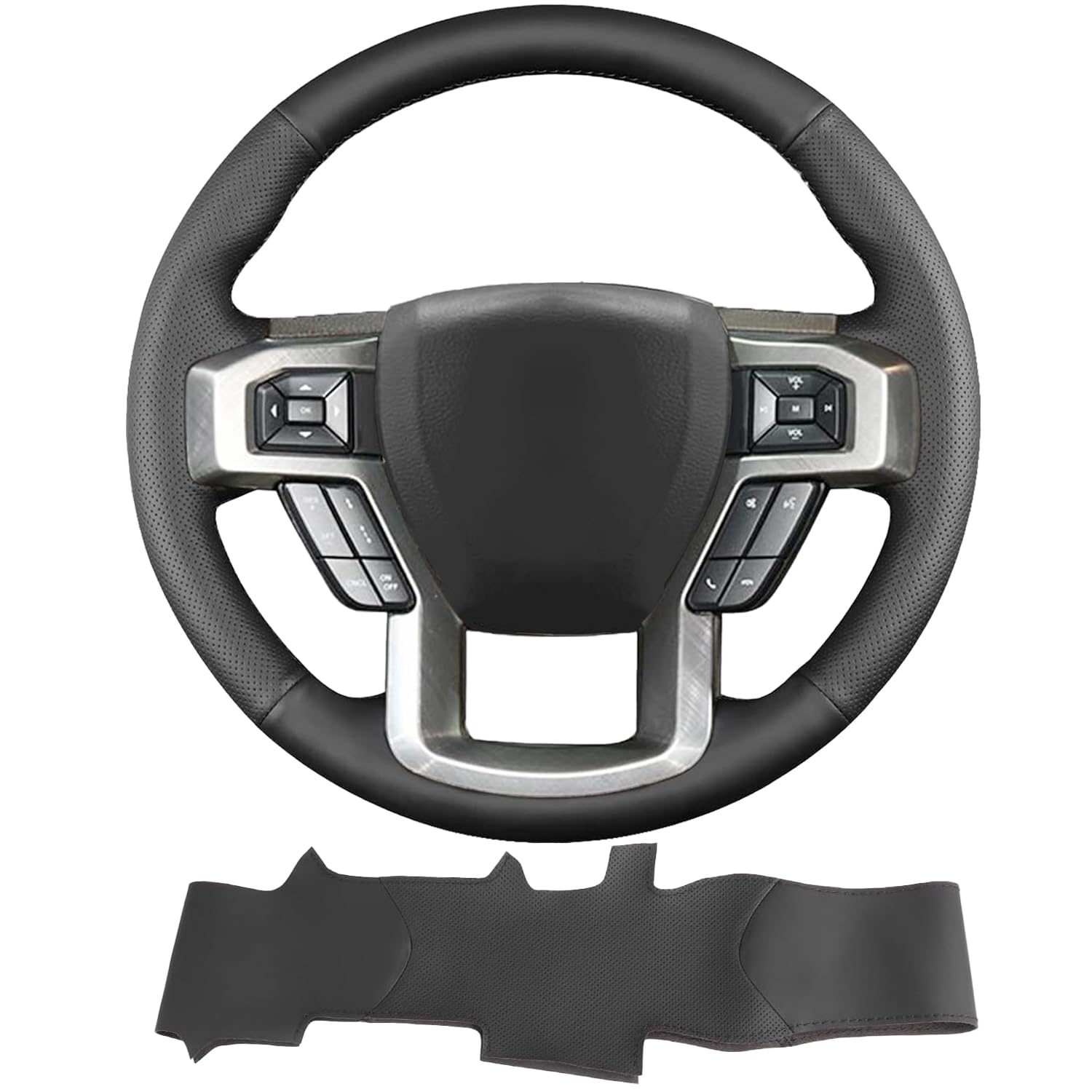 Photo 1 of ***NOT PUT TOGETHER NEEDS ASSEMBLY*** Hand Stitch Steering Wheel Cover Customized Compatible with 2015-2020 Ford F-150, 2018 Ford Expedition,2017-2022 F-Series Super Duty Black