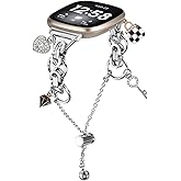 Feigand Bling Bands Compatible with Fitbit Versa 4/Sense 2/Versa 3/Sense, Shinny Metal Bracelet Straps Luxurious Rhinestone Replacement Wristband for Women