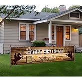 Cowboy Happy Birthday Banner Western Yard Sign for Party Supplies Themed Backdrop Photo Booth