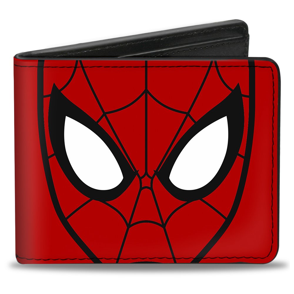 Buckle-Down Men's Marvel Comics Wallet, Bifold, Man Face Close Up Spiders Red Black, Vegan Leather, Multicolor, Standard Size, Multicolor, Default Size