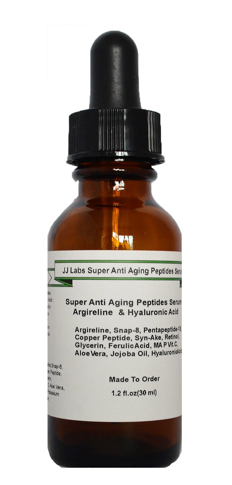 Super Anti Aging Complex Peptides Serum with Argireline and Hyaluronic Acid, Snap-8, Pentapeptide-18, Copper Peptide, Syn-Ake (1.2oz)