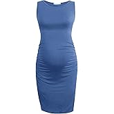 Smallshow Women's Sleeveless Maternity Dress Ruched Pregnancy Clothes