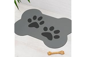 Ayiashiab Dog Food Mats for Floors Absorbent, Dog Bowl Mat Quick Dry Pet Cat Food Mat, Eco-Friendly Bone Shaped Dog Mat for Water Bowl Pet Supplies 16"X24"