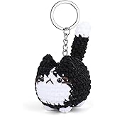 Rimvoe Cute Crochet Cat Keychain, Gift for Cat Lovers, Handmade Stuffed Keychain Charm for Backpack Handbag Bag Purse