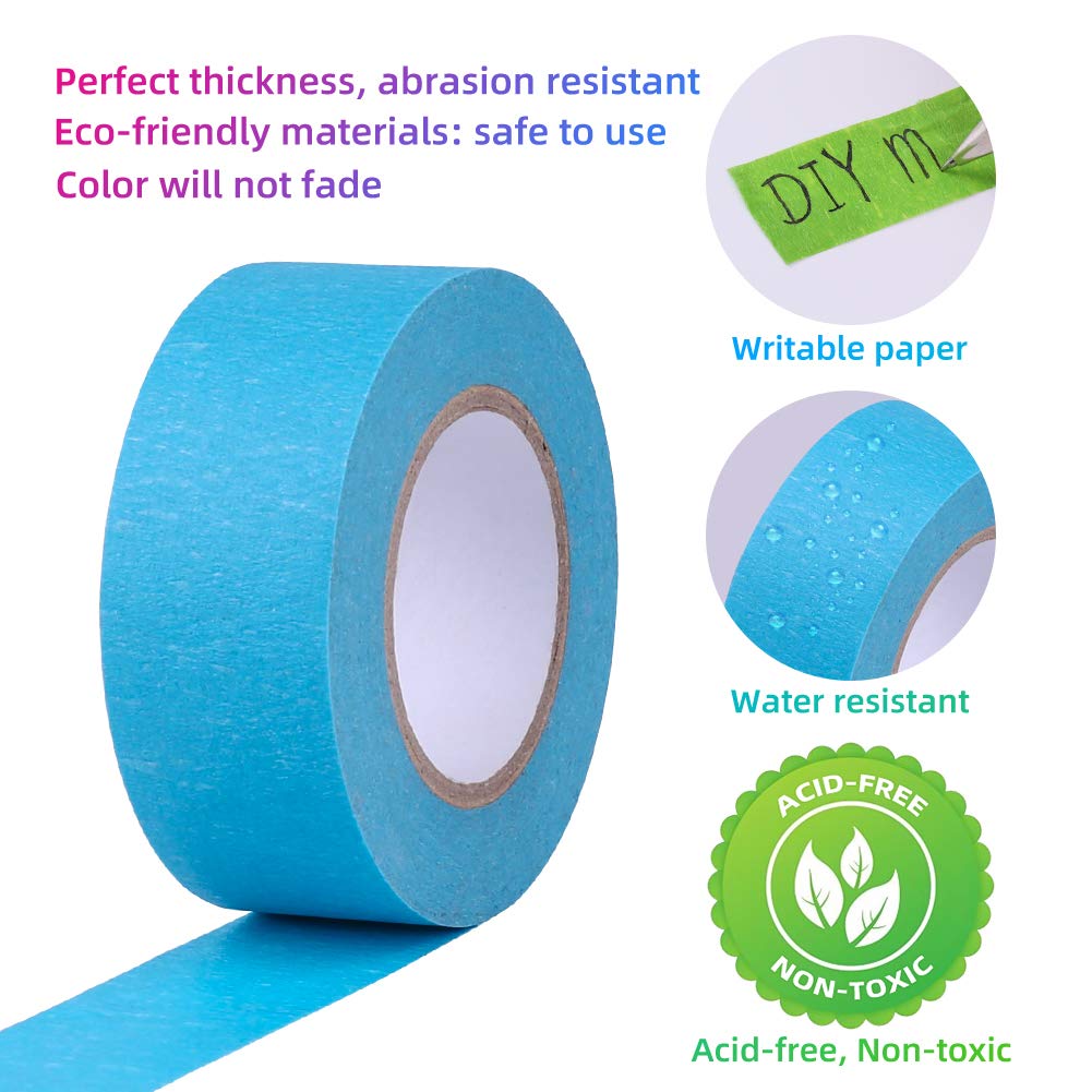 Colored Masking Tape, Rainbow Colors Painters Tape Colorful Craft Art Paper Tape for Kids Labeling Arts Crafts DIY Decorative Coding Decoration Teaching Supplies, 8 Rolls, 1 Inch Wide x 14.2Yards Long: Industrial & Scientific
