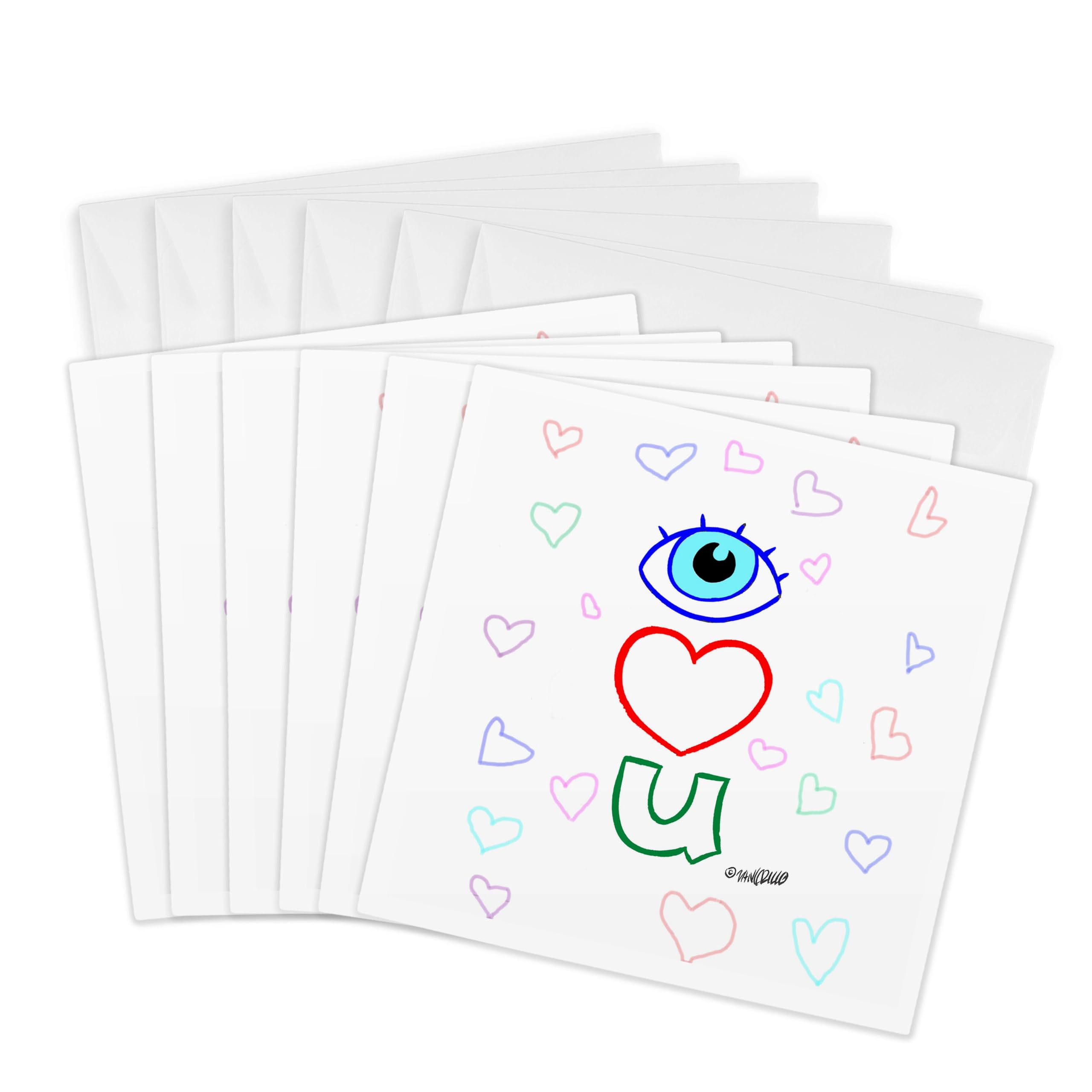 3dRose gc_4882_1 6 x 6-Inch "I Love You" Greeting Card (Pack of 6)
