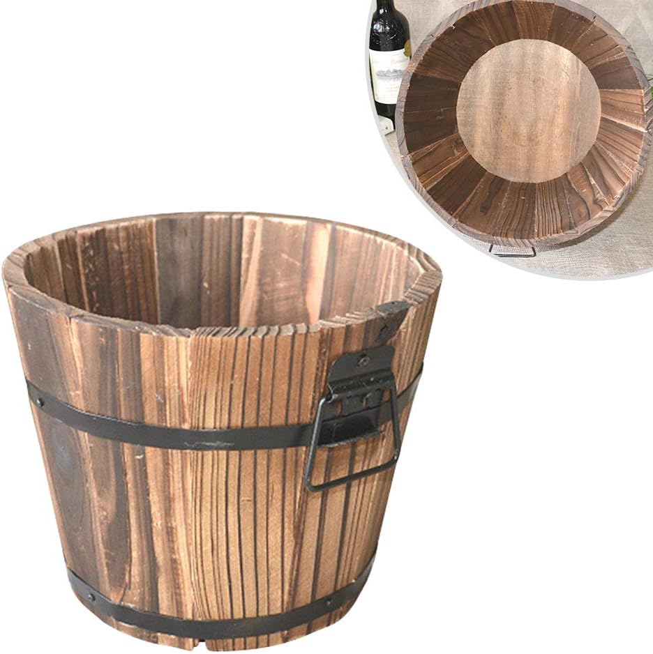 Yardwe Macetas de Madera Whisky Barril Jardinera Jardín Redondo Maceta