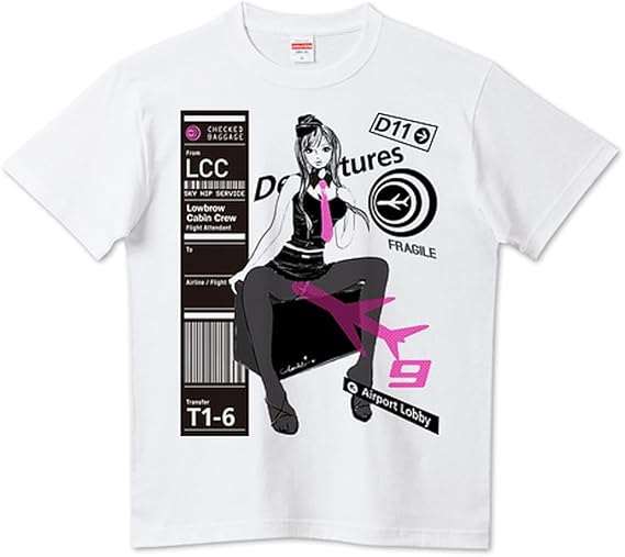 Amazon Lcc プリント Tシャツ エアポート ピンナップ ガール トラベル デザイン メンズ 半袖 0232 Tシャツ カットソー 通販