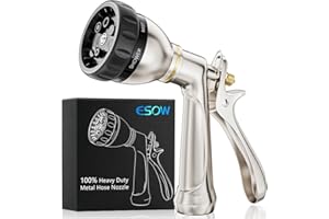 ESOW Garden Hose Nozzle 100% Heavy Duty Metal, Water Hose Sprayer with 7 Watering Patterns, Rear Trigger Design, High Pressure Nozzle Sprayer for Watering Plants, Car and Pet Washing