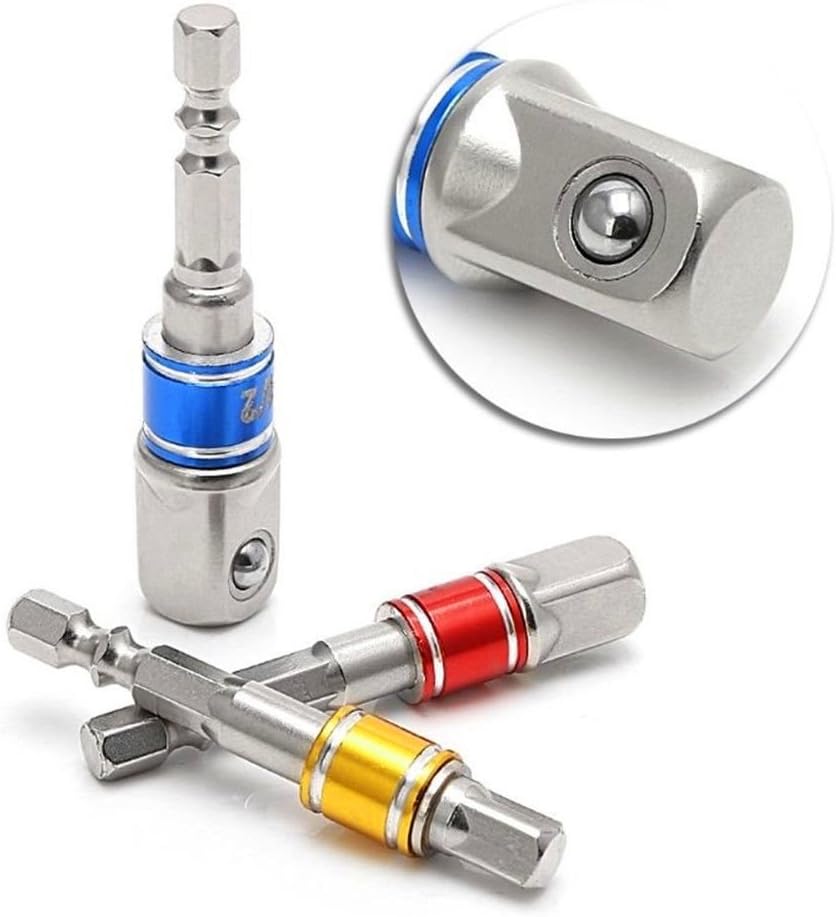 Impact Grade Socket Adapter/Extension Set Turns Power Drill Into High Speed Nut Driver,1/4-Inch Hex Shank to Drive for Adapters to Use with Drill Chucks, Sizes 1/4" 3/8" 1/2", Cr-V, 3-Piece: Home Improvement