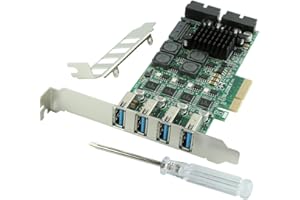PCI-E USB 3.0 Riser Card, USB 3.0 Super Fast 5Gbps PCIe Expansion Card, 4 Channel Server Card, 4xDedicated 5Gbps Channels 20G