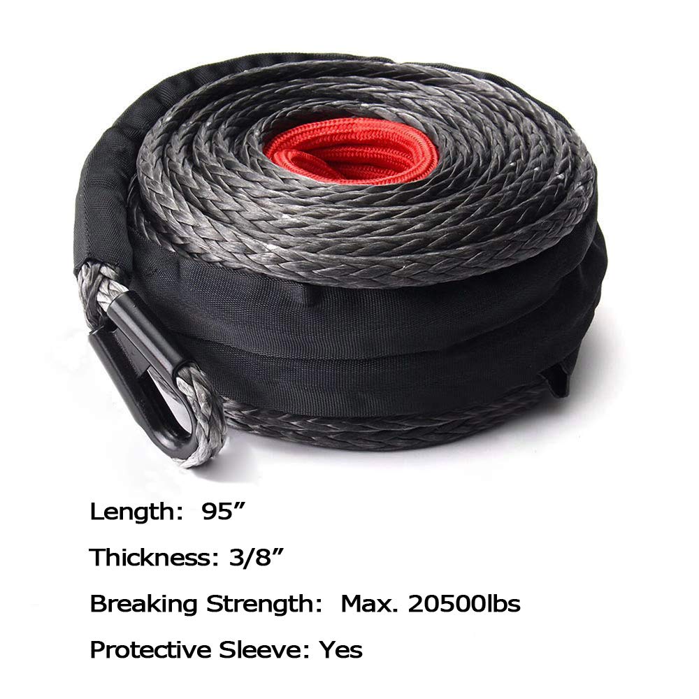 Synthetic Winch Rope 3/8 x 8526000 Ibs Winch Line Cable Rope with