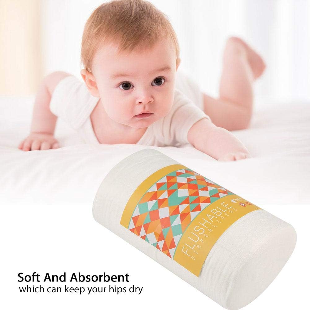 100 Sheets Natural Bamboo Disposable Unscented Diaper Liners Bio-degradable Nappy Liners Inserts Flushable Cloth Diapers Super Absorbent Dye-Free Keep Baby Skin Dry - Image 3