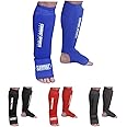 Combat Sports Shin & Instep Padded Guards, Elastic, Impact-Absorbing Shin Guards with Snug Support, Ideal for MMA, Muay Thai, and Martial Arts, Washable MMA Gear for Men and Women