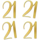 Gold Glitter 21 Cut-Out Numbers, 21st Birthday Party Anniversary Decorations DIY Essentials