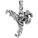 Sterling Silver Martial Arts Karate Pendant, 1 1/16 inch Tall