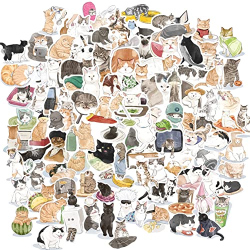 100 Pcs Cat Vinyl Stickers Decals - Water Bottle Laptop Phone Case Scrapbook Journal Kitten Stickers Skins & Decals, Teens Student Reward, DIY Decor Cat Theme Party Favor & Supplies