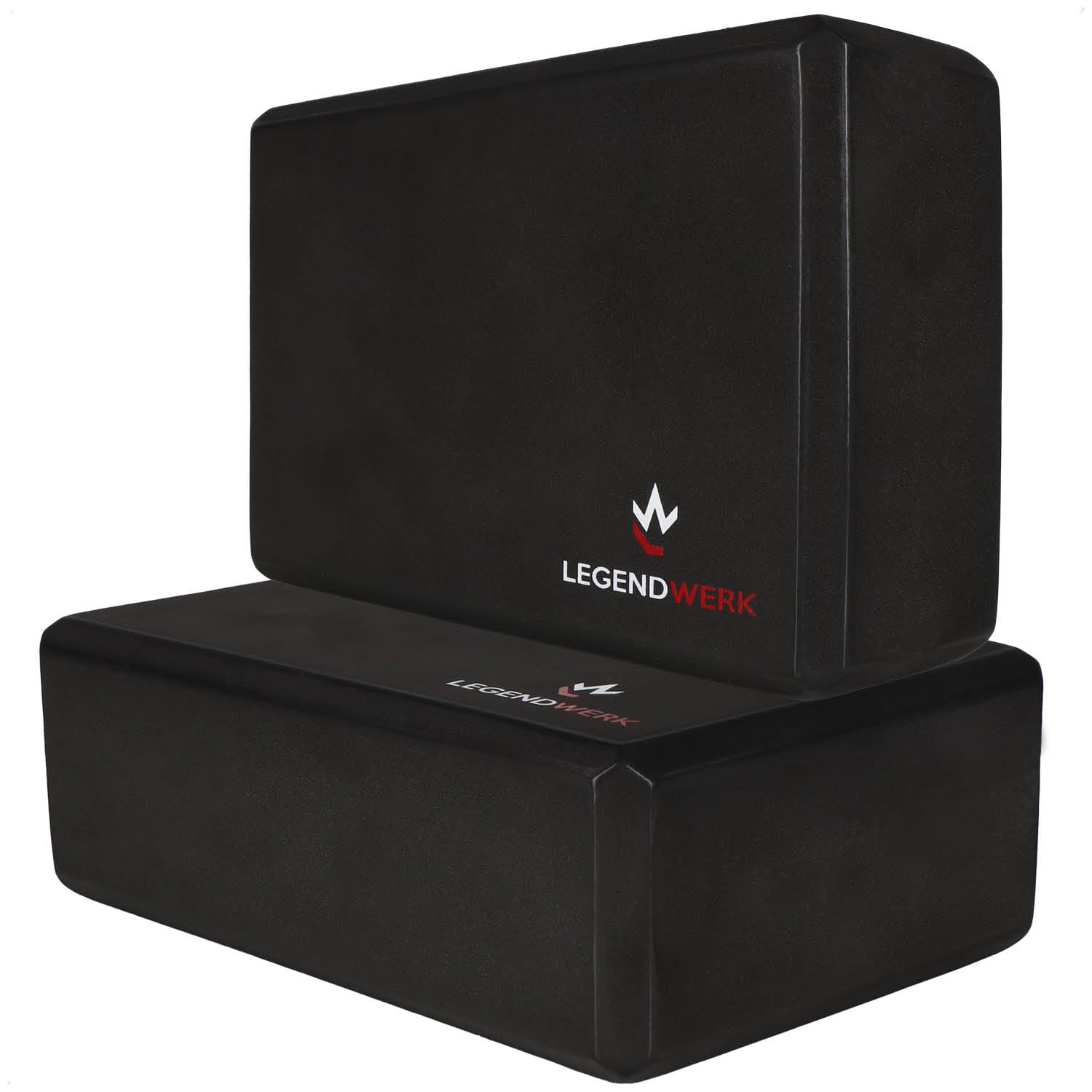 Legendwerk® 2x yoga blocks robust and non-slip - yoga blocks double pack for Pilates, meditation, fitness - yoga accessories for beginners and advanced users (black)
