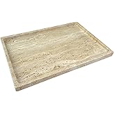 GHYFGD Real Natural Travertine Tray Genuine Marble Stone Tray for Coffee Table/Bathroom/Vanity (Beige Travertine, 12" x 8")