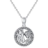 TRISHULA Horse Necklace 925 Sterling Silver Infinity Pendant Necklace Jewelry Christmas Valentine Mothers Day Birthday Gifts for Women Her Mom Daughter