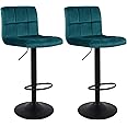 DUHOME Large Size Bar Chairs Set of 2,Adjustable Barstools Seat Made of Velvet Suitable for Restaurants Kitchens Living Rooms Diningroom Entertainment Rooms Offices Cafes Atrovirens