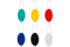 FRIENDA Rubber Coin Purse 6 Pieces Oval Coin Purse Holders Colorful Pocketbook Holder with Chain for Men Women Travel Multi Purpose(Classic Color)