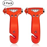 MOTORBUDDY 2-Pack Car Safety Hammer, Auto Emergency Escape Hammer with Window Breaker and Seat Belt Cutter, Striking Red Emer