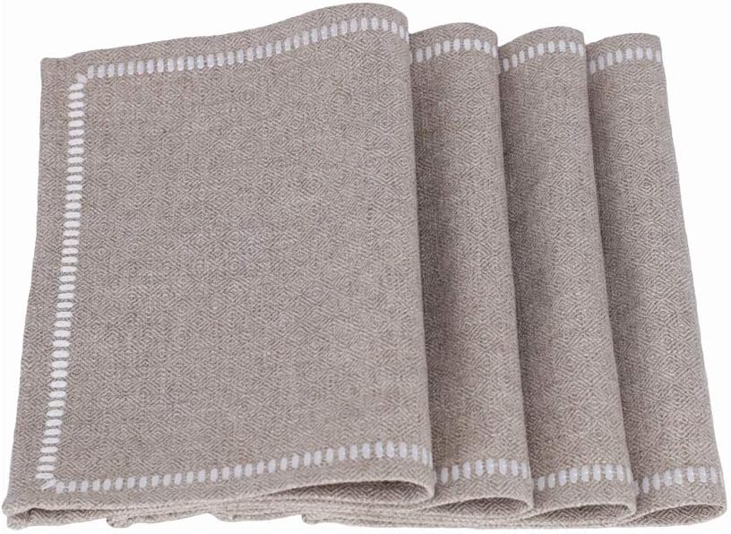 millianess Placemats Cotton Linen Embroidery Table Mats Heat Resistant Kitchen Tablemats for Dining Table 13"x18" (6 Piece,Nature-Linen): Home & Kitchen