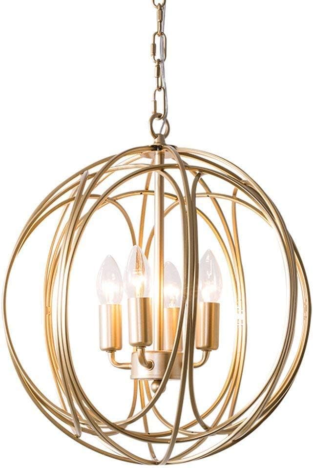 Home Decoration Chandelier, Restaurant Cafe Bar Decoration Chandelier, Wrought Iron Wall Lamp Modern Luxurious Chic Sphere Iron Orb Chain Suspended Chandelier in Gold Finish