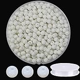 ZHFMLY 600pcs 6MM White Glass Beads Handcrafted Round Lampwork Smooth Loose Bracelet Beads for DIY Jewelry Making #30723