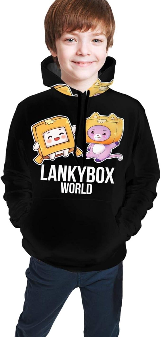 Hoodies for Kids Sweatshirts Long Sleeve Lankybox Boxy and Foxy 3D Printed Teen Hooded Sweate