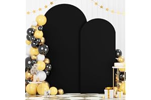 FOTSHARER 6FT 7.2FT Spandex Arch Cover Black Arch Stand Cover Set of 2 Wedding Arch Backdrop Cover for Chiara Wall Party Arch Fabric Cover Balloon Arch Covers Stretchy Backdrop for Halloween Decor