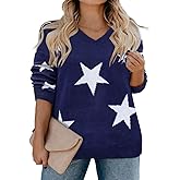 RITERA Womens Plus Size Sweaters Star Long Sleeve Casual Patriotic Pullover Warm Jumper Knit Tops XL-5XL