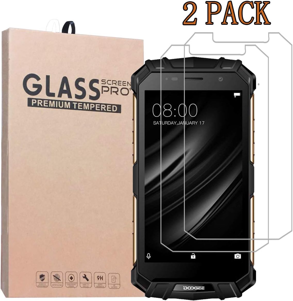 [2-Pack] Screen Protector for DOOGEE S60,Anti-Bubble Shield 9H Hardness Clear Scratch Resist Bubble-Free Anti-Fingerprint High Responsivity Premium Quality Tempered Glass Protective Film 0.33mmDGDG