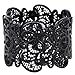 D EXCEED Vintage Metal Lace Pattern Etched Filigree Crystal Stretch Bangle Bracelet for Women 7