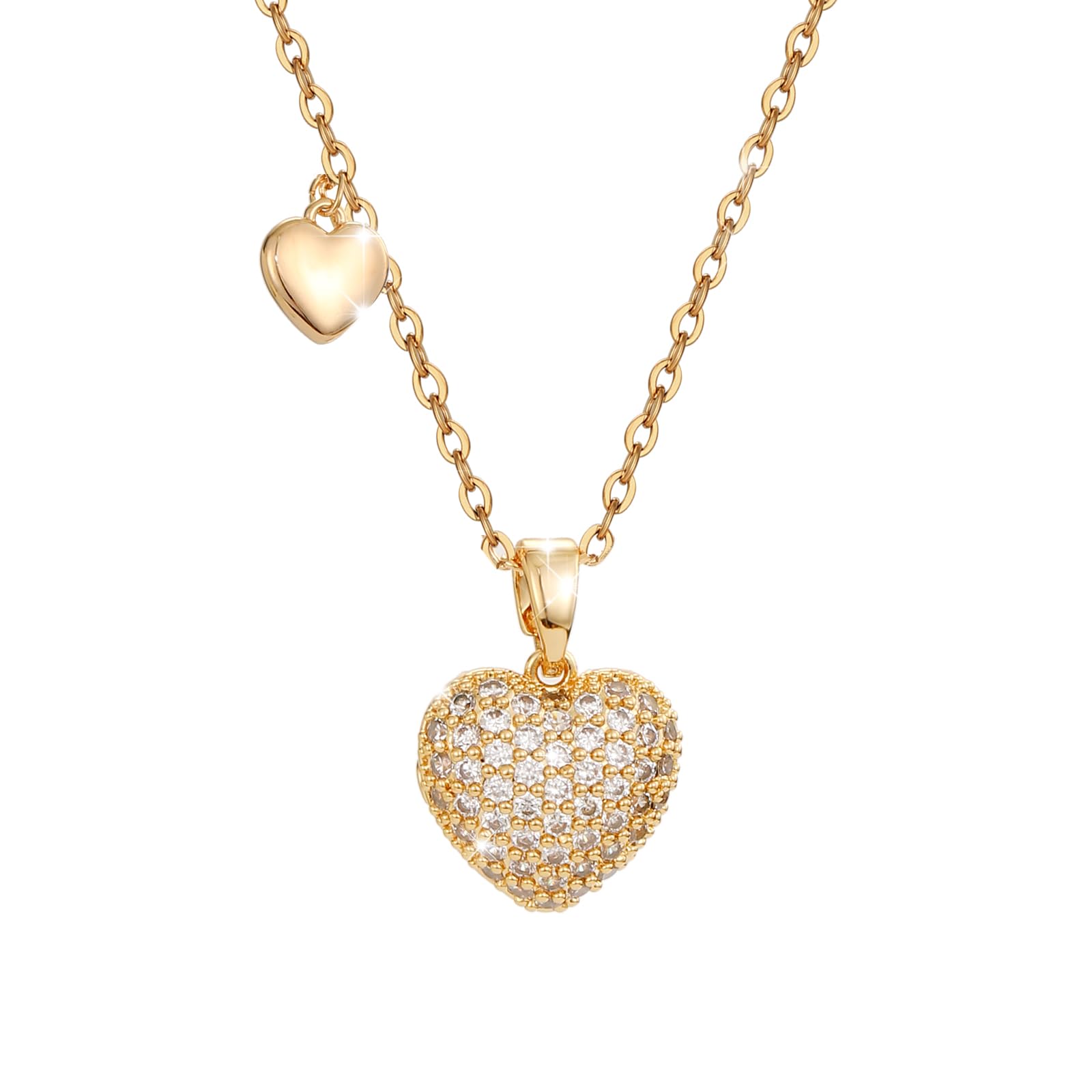 Exquisite Mini Love Pendant with Shining Cubic Zirconia Link Choker Women Necklace Charm Jewelry Copper Necklace for Women's Birthday Anniversary