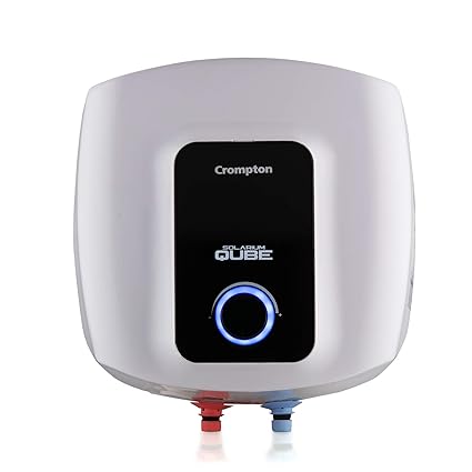 Crompton Solarium Qube 15LTR, 2KW,5 Star-Rated Storage Water Heater (White & Black)